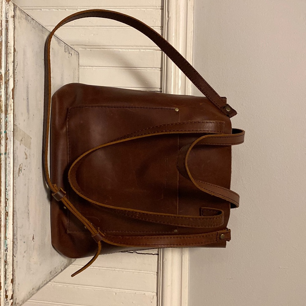 Portland leather crossbody tote from their almost perfect sale.